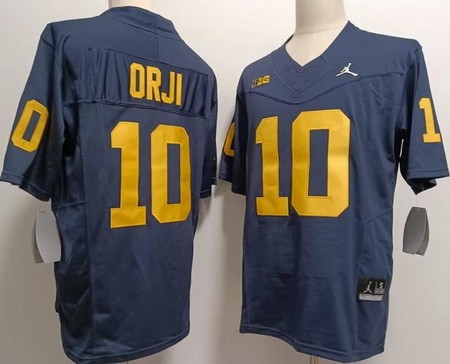 Men's Michigan Wolverines #10 Alex Orji Navy Diamond FUSE College Football Jersey