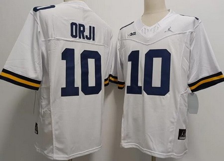 Men's Michigan Wolverines #10 Alex Orji White Diamond FUSE College Football Jersey