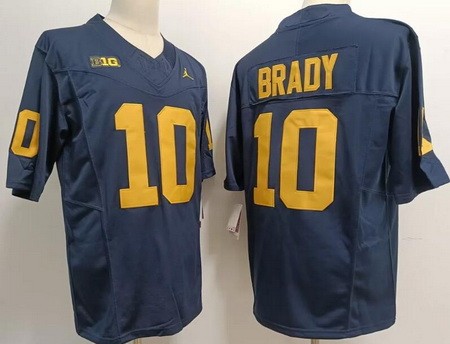 Men's Michigan Wolverines #10 Tom Brady Navy FUSE College Football Jersey