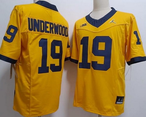 Men's Michigan Wolverines #19 Bryce Underwood Yellow College Football Jersey