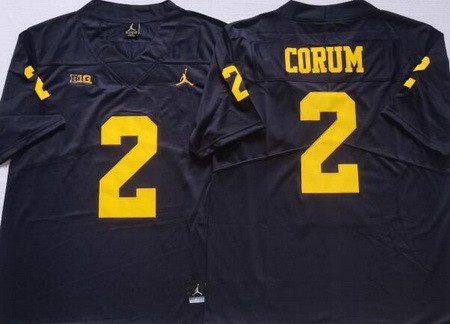 Men's Michigan Wolverines #2 Blake Corum Navy College Football Jersey