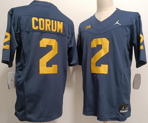 Men's Michigan Wolverines #2 Blake Corum Navy Diamond FUSE College Football Jersey