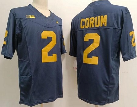 Men's Michigan Wolverines #2 Blake Corum Navy FUSE College Football Jersey