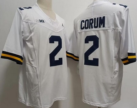 Men's Michigan Wolverines #2 Blake Corum White FUSE College Football Jersey