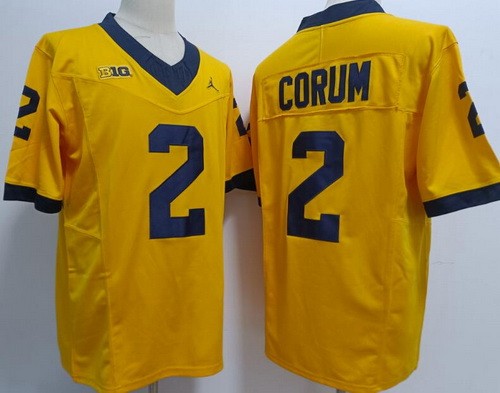 Men's Michigan Wolverines #2 Blake Corum Yellow FUSE College Football Jersey