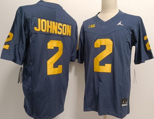 Men's Michigan Wolverines #2 Will Johnson Navy Diamond FUSE College Football Jersey