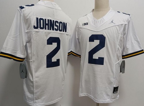 Men's Michigan Wolverines #2 Will Johnson White Diamond FUSE College Football Jersey