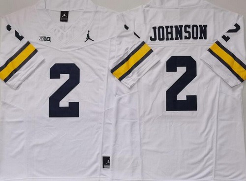 Men's Michigan Wolverines #2 Will Johnson White FUSE College Football Jersey
