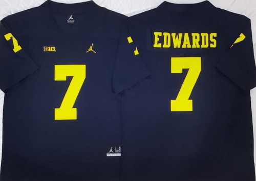 Men's Michigan Wolverines #7 Donovan Edwards Navy College Football Jersey