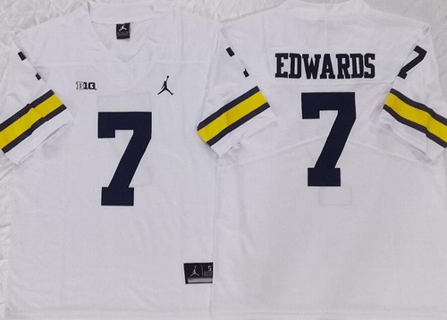 Men's Michigan Wolverines #7 Donovan Edwards White College Football Jersey