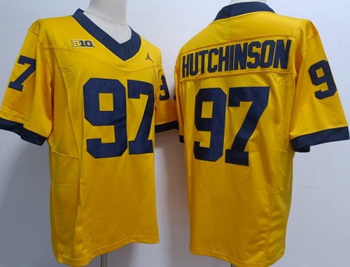 Men's Michigan Wolverines #97 Aidan Hutchinson Yellow FUSE College Football Jersey