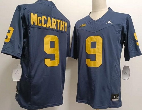 Men's Michigan Wolverines #9 JJ McCarthy Navy Diamond FUSE College Football Jersey