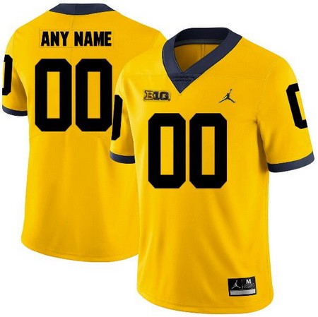 Men's Michigan Wolverines Customized Yellow Rush College Football Jersey