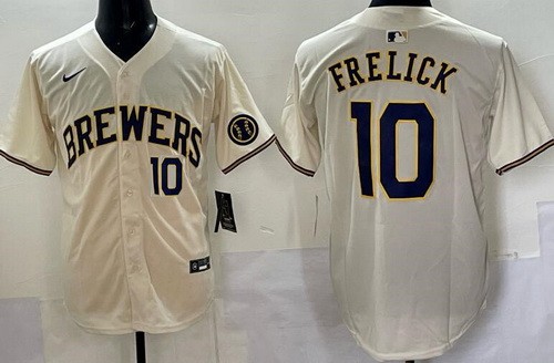 Men's Milwaukee Brewers #10 Sal Frelick Cream Limited Jersey