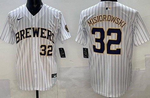 Men's Milwaukee Brewers #32 Jacob Misiorowski White Limited Jersey