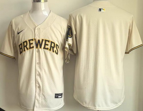 Men's Milwaukee Brewers Blank Powder Cream Limited Jersey