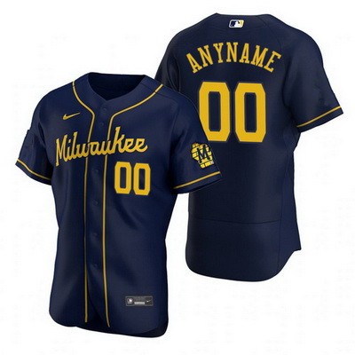 Men's Milwaukee Brewers Customized Navy Authentic Jersey