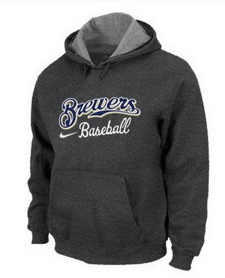 Men's Milwaukee Brewers Dark Gray Printed Pullover Hoodie