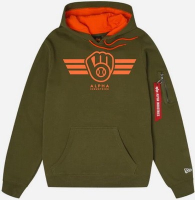 Men's Milwaukee Brewers Green Alpha Industries Pullover Hoodie