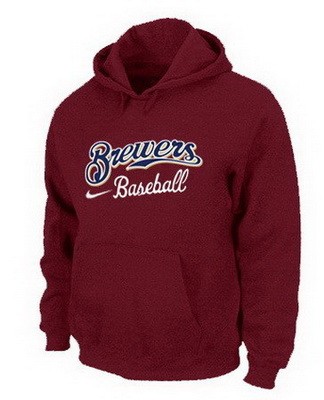 Men's Milwaukee Brewers Red Printed Pullover Hoodie