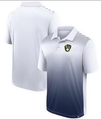 Men's Milwaukee Brewers White Navy Sandlot Game Polo