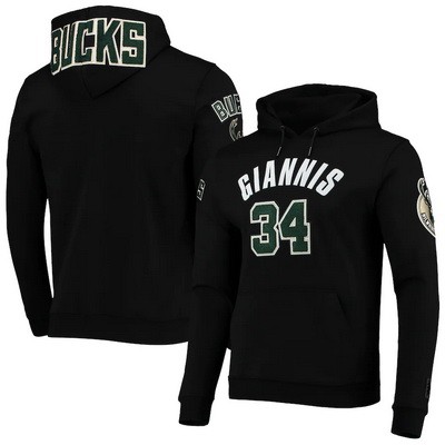 Men's Milwaukee Bucks #34 Giannis Antetokounmpo Pro Standard Black Player Pullover Hoodie