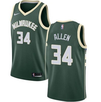 Men's Milwaukee Bucks #34 Ray Allen Green Icon Hot Press Jersey