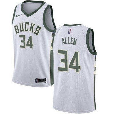 Men's Milwaukee Bucks #34 Ray Allen White Icon Hot Press Jersey