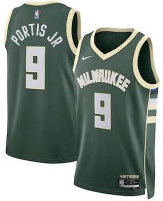 Men's Milwaukee Bucks #9 Bobby Portis Green Heat Press Jersey