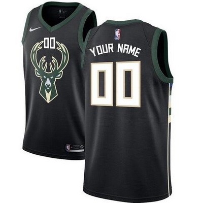 Men's Milwaukee Bucks Custom Black Icon Hot Press Jersey