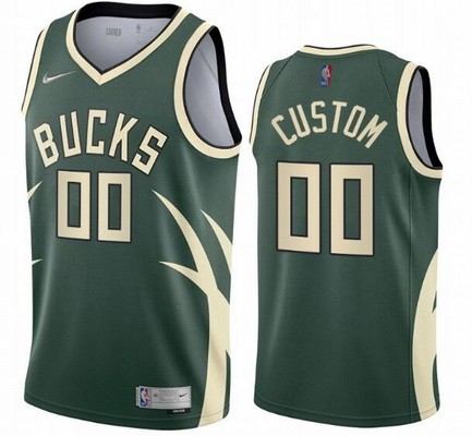 Men's Milwaukee Bucks Custom Green 2021 Earned Icon Hot Press Jersey