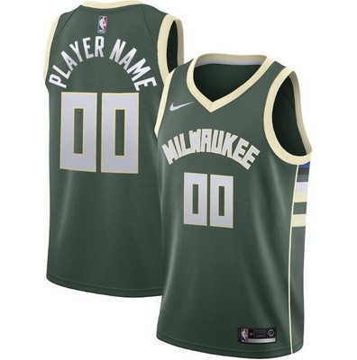 Men's Milwaukee Bucks Custom Green Icon Hot Press Jersey