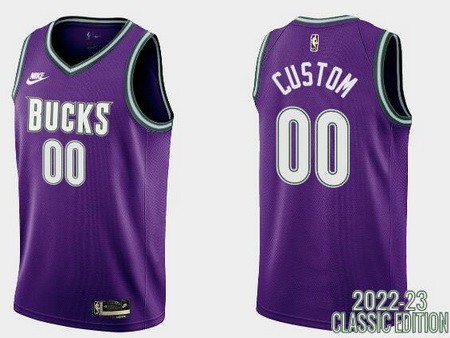 Men's Milwaukee Bucks Customized Purple 2022 Classic Icon Swingman Jersey