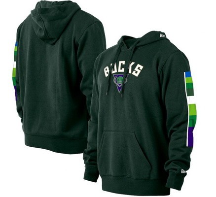 Men's Milwaukee Bucks Hunter Green 2021 City Edition Pullover Hoodie