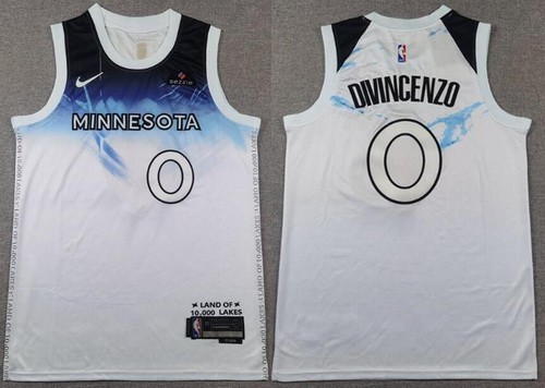 Men's Minnesota Timberwolves #0 Donte DiVincenzo White 2024 City Sponsor Swingman Jersey