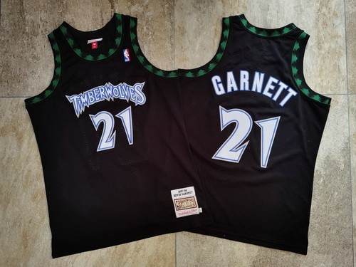 Men's Minnesota Timberwolves #21 Kevin Garnett Black 1997 Throwback Authentic Jersey