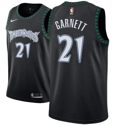 Men's Minnesota Timberwolves #21 Kevin Garnett Black Classic Icon Hot Press Jersey