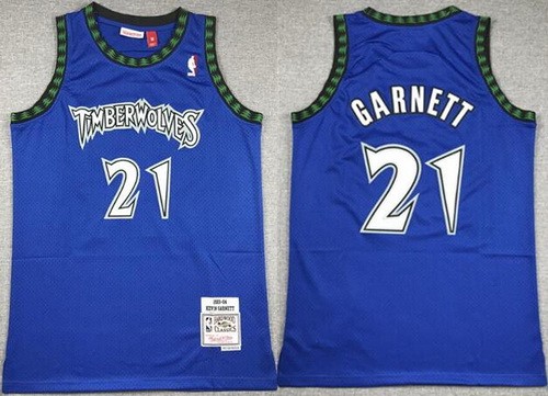 Men's Minnesota Timberwolves #21 Kevin Garnett Blue 2003 Throwback Swingman Jersey