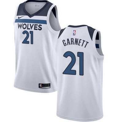 Men's Minnesota Timberwolves #21 Kevin Garnett White Icon Hot Press Jersey