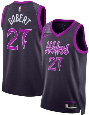 Men's Minnesota Timberwolves #27 Rudy Gobert Black 2025 City Heat Press Jersey