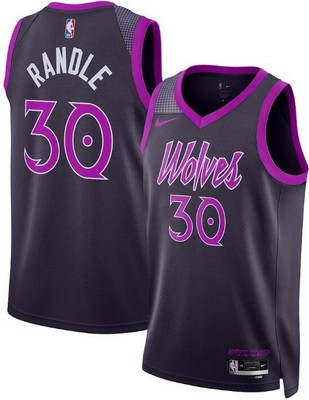 Men's Minnesota Timberwolves #30 Julius Randle Black 2025 City Heat Press Jersey
