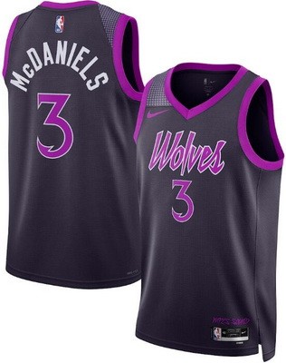 Men's Minnesota Timberwolves #3 Jaden McDaniels Black 2025 City Heat Press Jersey