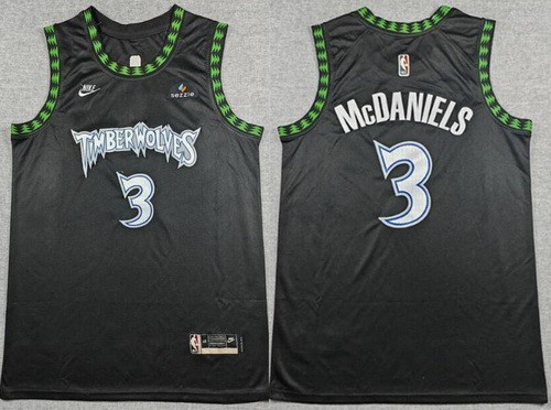 Men's Minnesota Timberwolves #3 Jaden McDaniels Black Classic Sponsor Swingman Jersey
