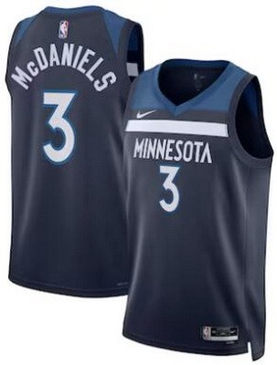Men's Minnesota Timberwolves #3 Jaden McDaniels Navy Heat Press Jersey