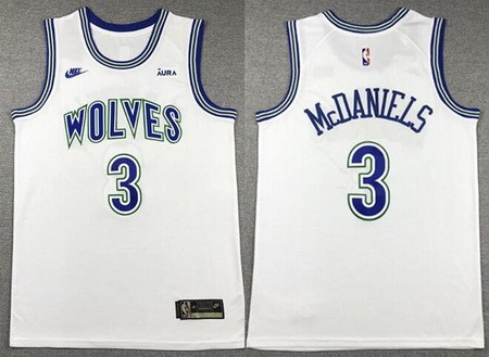 Men's Minnesota Timberwolves #3 Jaden McDaniels White Classic Icon Sponsor Swingman Jersey