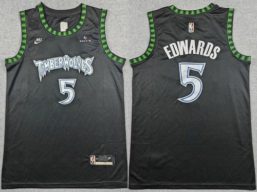 Men's Minnesota Timberwolves #5 Anthony Edwards Black Classic Sponsor Swingman Jersey