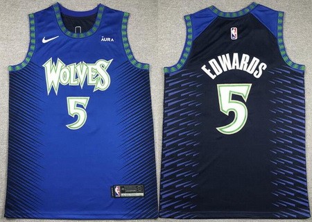 Men's Minnesota Timberwolves #5 Anthony Edwards Blue City Icon Sponsor Swingman Jersey