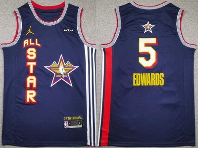 Men's Minnesota Timberwolves #5 Anthony Edwards Navy 2025 All Star Sponsor Swingman Jersey