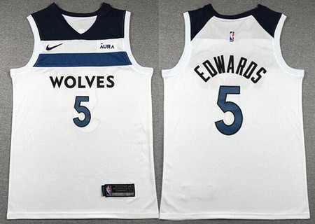 Men's Minnesota Timberwolves #5 Anthony Edwards White Icon Sponsor Swingman Jersey
