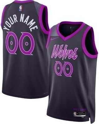 Men's Minnesota Timberwolves Custom Black 2025 City Heat Press Jersey